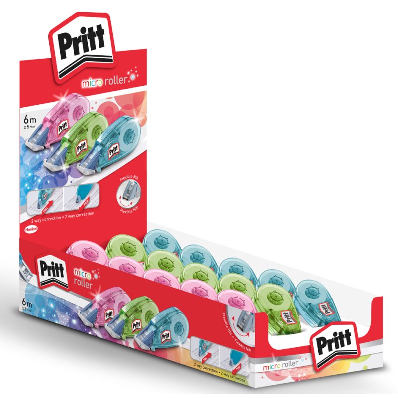 Pritt rouleau correcteur micro, 5 mm × 6 m, couleur transparente, 15 pièces